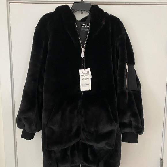 Zara mens/unisex faux fur coat S-M - Picture 1 of 3